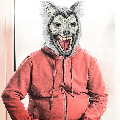 Halloween Horror Wolf Mask, Party Cosplay Costume Werewolf Mask, Scary Wolf Head Mask for Halloween Costumes