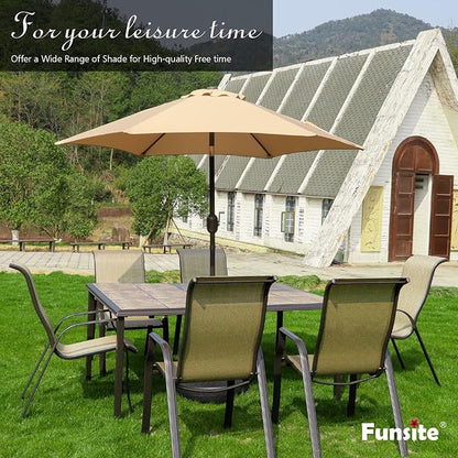 7.5Ft/9Ft Patio Umbrella, UV Protect Pool Umbrella with Heavy Duty Pole,Outdoor Umbrella with Push Botton Tilt & Crank
