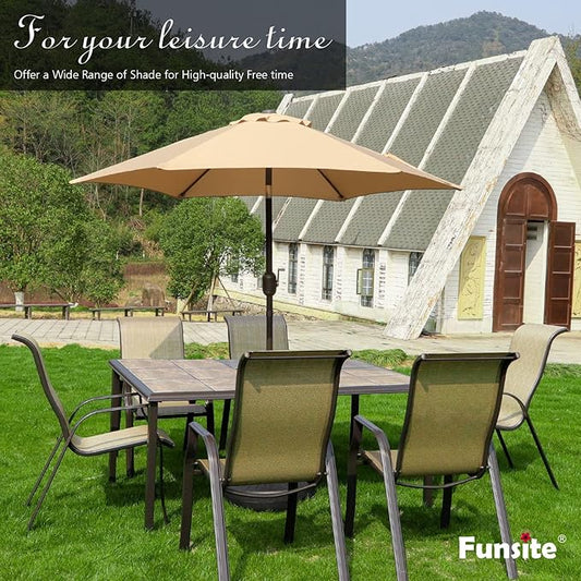 7.5Ft/9Ft Patio Umbrella, UV Protect Pool Umbrella with Heavy Duty Pole,Outdoor Umbrella with Push Botton Tilt & Crank