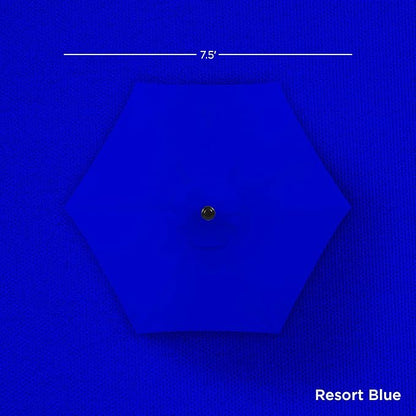 Best Choice Products 7.5ft Heavy-Duty Round Outdoor Market Table Patio Umbrella w/Steel Pole, Push Button Tilt, Easy Crank Lift - Resort Blue