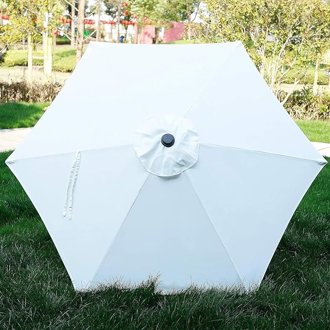Blissun 7.5 ft Patio Umbrella, Yard Umbrella, Outdoor Market Umbrella with Push Button Tilt Crank (Creamy White)