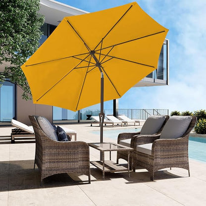 JEAREY 9FT Outdoor Patio Umbrella Outdoor Table Umbrella with Push Button Tilt and Crank, Market Umbrella 8 Sturdy Ribs UV Protection Waterproof for Garden, Deck, Backyard, Pool (Deep Orange)