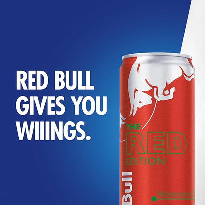 Red Bull Red Edition Energy Drink, Watermelon, with 114mg Caffeine plus Taurine & B Vitamins, 12 Fl Oz, Pack of 24 Cans