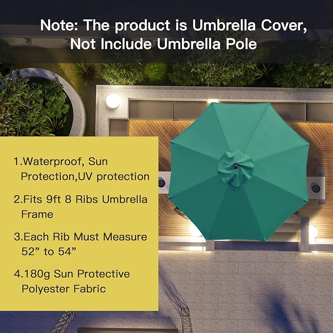Sunnyglade 9ft Patio Umbrella Replacement Canopy Market Umbrella Top Outdoor Umbrella Canopy with 8 Ribs
