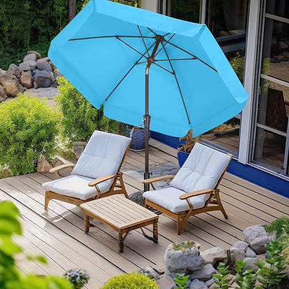 ABCCANOPY Patio Umbrella 7.5ft, Outdoor Table Umbrella with Push Button Tilt and Crank, 8 Ribs Umbrella for Patio Pool Garden Deck (Turquoise)