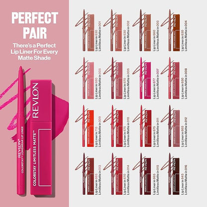 Revlon ColorStay Limitless Matte Liquid Lipstick, Vegan Formula, No-Budge, Longwear Lip Color, Long Lasting, Lightweight/Comfortable, Waterproof, 008 Stir Me Up, 0.17 fl oz