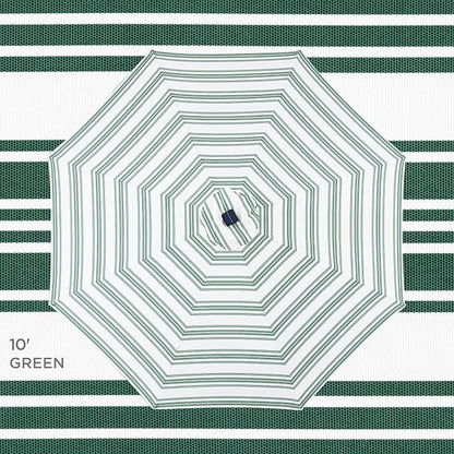 Best Choice Products 10ft Solar Polyester LED Lighted Patio Umbrella w/Tilt Adjustment and UV-Resistant Fabric - Striped Green