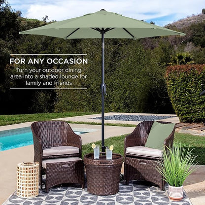 Best Choice Products 7.5ft Heavy-Duty Round Outdoor Market Table Patio Umbrella w/Steel Pole, Push Button Tilt, Easy Crank Lift - Sage Green