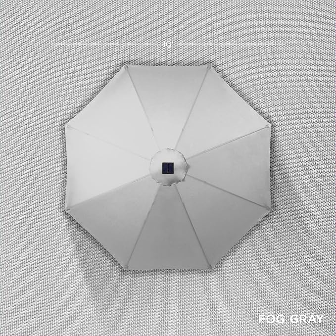 Best Choice Products 10ft Solar Polyester LED Lighted Patio Umbrella w/Tilt Adjustment and UV-Resistant Fabric - Fog Gray