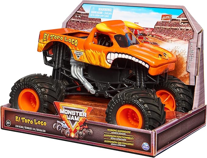 Monster Jam, Official El Toro Loco Monster Truck, Collector Die-Cast Vehicle, 1:24 Scale, Kids Toys for Boys Ages 3 and up