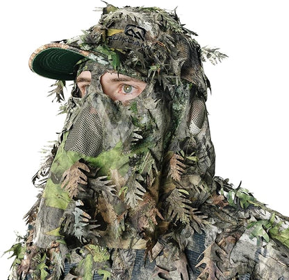 QuikCamo Lightweight 3D Leafy Camo Face Mask & Hat for Hunting, OSFM Adjustable Camouflage Hat, Mossy Oak & Realtree