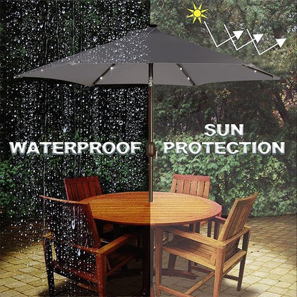 Blissun 7.5 ft Solar Umbrella, 18 LED Lighted Patio Umbrella, Table Market Umbrella