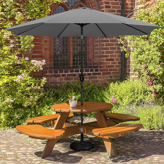 Yaheetech Patio Umbrella, 10FT Outdoor Table Umbrella Market Umbrella with Push Button Tilt and Crank, Yard Umbrella with 8 Sturdy Ribs UV Protection for Garden, Deck, Backyard, Pool