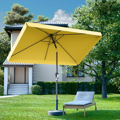 6.5 * 10FT Rectangular Patio Umbrella Table Market Umbrella w/Tilt and Crank Outdoor Umbrellas for Garden, Deck, Backyard, Pool and Beach, Yellow