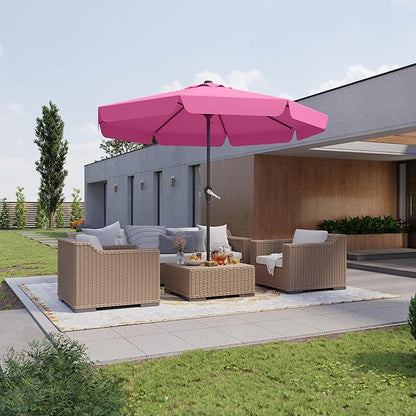 11FT Patio Umbrella Table Market Umbrella w/Crank Outdoor Umbrellas for Garden, Deck, Backyard, Pool and Beach, Rose Pink