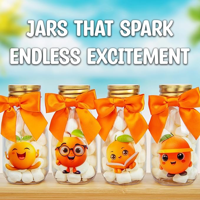 Small 12 Pack Little Cutie Baby Shower Party Favors - Candy Jars with Ribbons and Stickers - DIY Party Decoration Bottles for Little Cutie is on the Way Gender Reveal - Orange Table Centerpiece