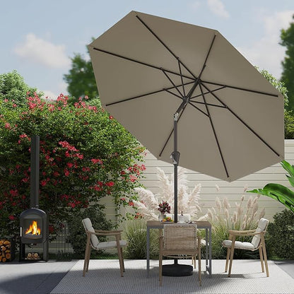 9 FT Patio Umbrella for Outdoor, Outdoor Umbrella with Push Button Tilt and Crank, Outdoor Patio Umbrellas with 8 Sturdy Ribs for Market, Garden, Deck, Backyard, Pool (Light Gray)