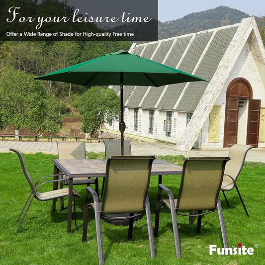 7.5Ft/9Ft Patio Umbrella, UV Protect Pool Umbrella with Heavy Duty Pole,Outdoor Umbrella with Push Botton Tilt & Crank