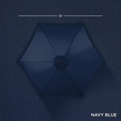 Best Choice Products 10ft Outdoor Steel Polyester Market Patio Umbrella w/Crank, Easy Push Button, Tilt, Table Compatible - Navy Blue