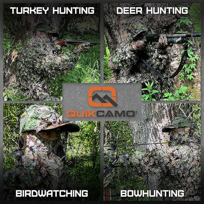 QuikCamo Lightweight 3D Leafy Camo Face Mask & Hat for Hunting, OSFM Adjustable Camouflage Hat, Mossy Oak & Realtree