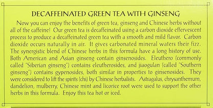 Triple Leaf Tea, Decaf Green Tea with Ginseng, 20 Tea Bags (Pack of 6)