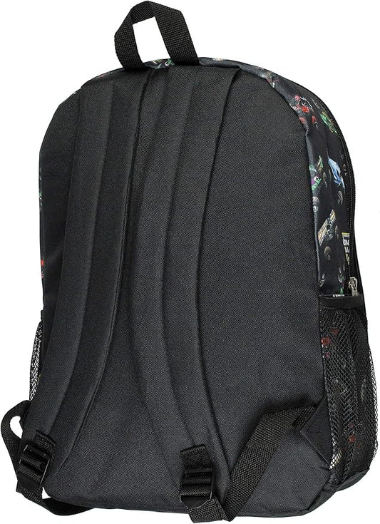 INTIMO Monster Jam Megalodon Grave Digger Max-D Monster Trucks Backpack Lunch Bag Water Bottle Ice Pack 5 Piece Mega Set