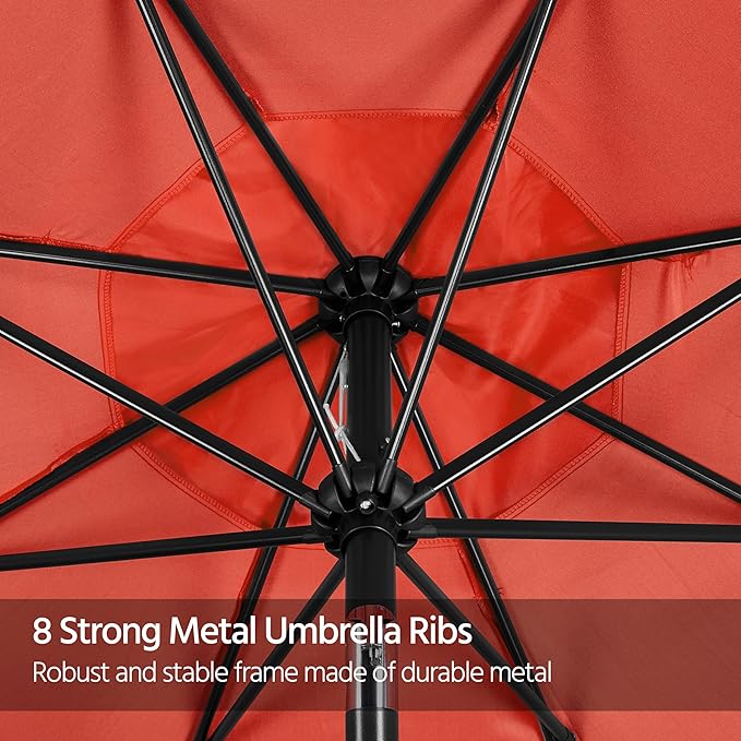 Yaheetech 9FT Patio Umbrella Outdoor Umbrella Patio Yard Market Table Umbrella with Push Button Tilt & Crank for Garden/Beach/Lawn/Deck/Backyard/Pool, 8 Ribs, Orange