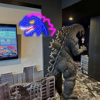 Atomic Lizard Neon Sign, King of the Monsters Neon Light, Kaiju Monster Wall Art, Sci-Fi Decor, Pop Culture Gift