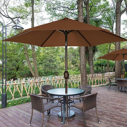 Blissun 7.5 ft Patio Umbrella, Yard Umbrella, Outdoor Market Umbrella with Push Button Tilt Crank, Brown