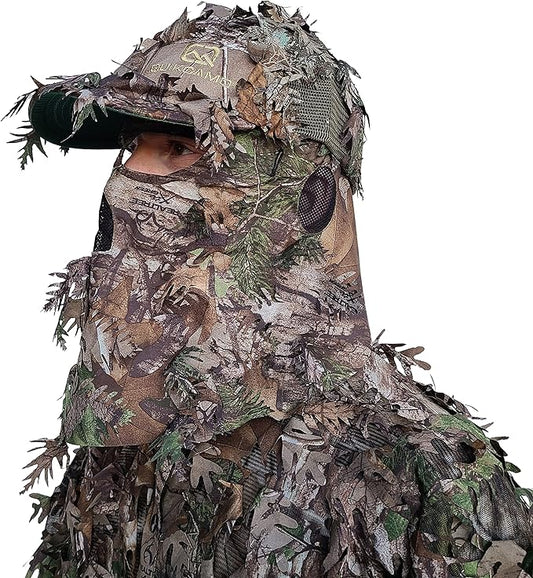 QuikCamo Lightweight 3D Leafy Camo Face Mask & Hat for Hunting, OSFM Adjustable Camouflage Hat, Mossy Oak & Realtree