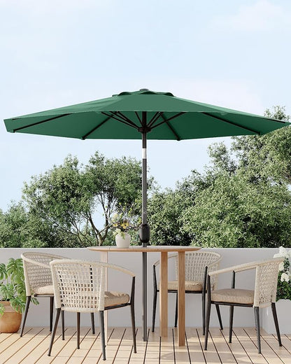 10FT Patio Umbrella Outdoor, Market Umbrella, Table Umbrella with Push Button Tilt and Crank, 8 Sturdy Ribs UV Protection Waterproof for Garden, Pool, Deck, Backyard (Dark Green)