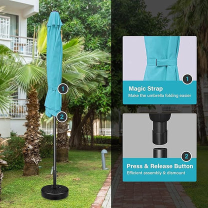 Simple Deluxe 9' Patio Umbrella Outdoor Table Market Yard Umbrella with Push Button Tilt/Crank