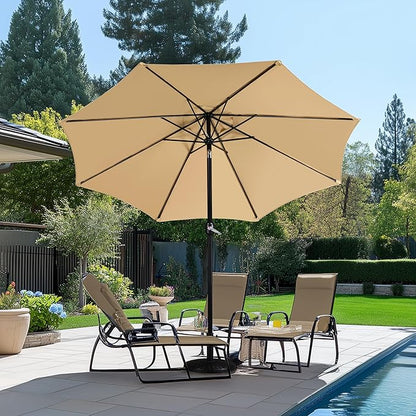 Yaheetech 9FT Patio Umbrella Outdoor Umbrella Patio Yard Market Table Sun Shade with Push Button Tilt & Crank for Garden/Beach/Lawn/Deck/Backyard/Pool, 8 Ribs, Tan