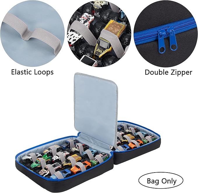 KISLANE Carrying Case for 24 Monster Jam Trucks, Kids Toy Truck Storage Compatible with 24 Monster Jam Trucks, Holding for 1:64 Scale Monster Jam Trucks (No Accessories Included)