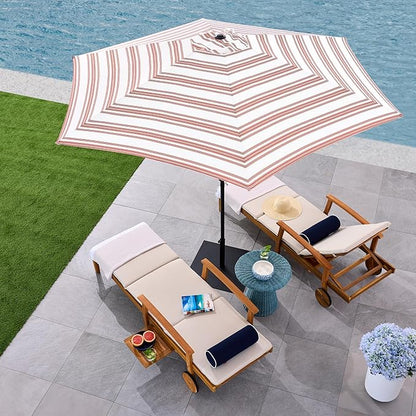 Best Choice Products 10ft Outdoor Steel Polyester Market Patio Umbrella w/Crank, Easy Push Button, Tilt, Table Compatible - Striped Rust