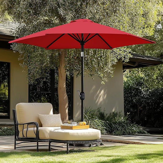 Yaheetech 9FT Patio Umbrella, Outdoor Table Market Umbrella with Push Button Tilt and Crank, Polyester Yard Sun Shade for Garden, Deck, Backyard, Pool