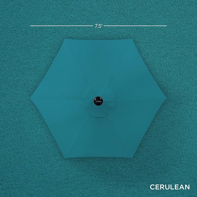 Best Choice Products 7.5ft Outdoor Solar Market Table Patio Umbrella for Deck, Pool w/Tilt, Crank, LED Lights - Cerulean