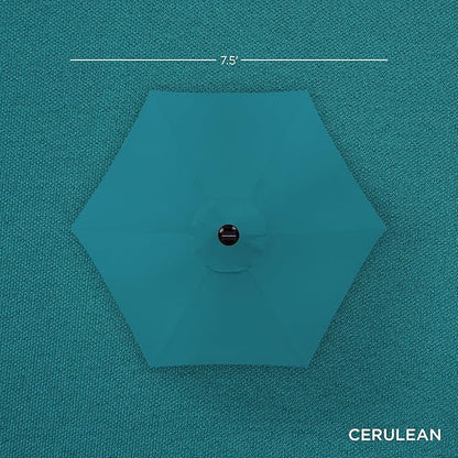 Best Choice Products 7.5ft Outdoor Solar Market Table Patio Umbrella for Deck, Pool w/Tilt, Crank, LED Lights - Cerulean