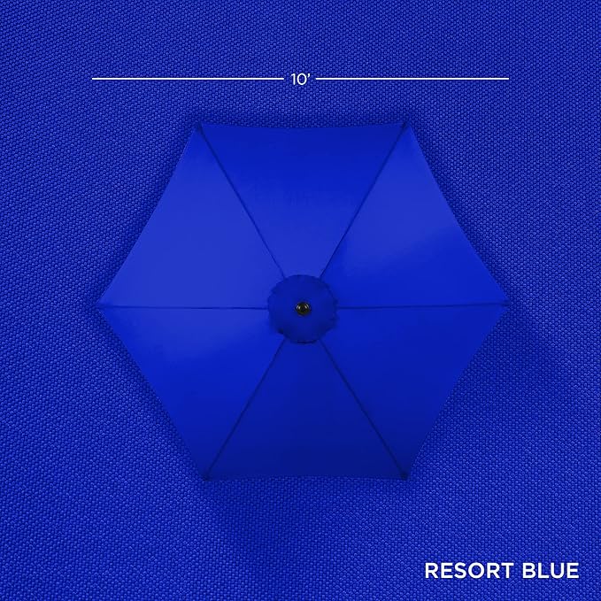 Best Choice Products 10ft Outdoor Steel Polyester Market Patio Umbrella w/Crank, Easy Push Button, Tilt, Table Compatible - Resort Blue