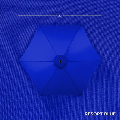 Best Choice Products 10ft Outdoor Steel Polyester Market Patio Umbrella w/Crank, Easy Push Button, Tilt, Table Compatible - Resort Blue