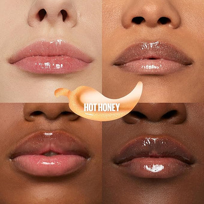 MAYBELLINE Lifter Gloss Lifter Plump, Plumping Lip Gloss with Chili Pepper and 5% Maxi-Lip, Hot Honey, Clear with Pink and Gold, 1 Count