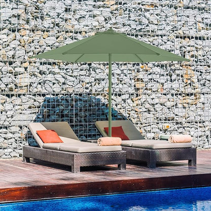 7.5ft Outdoor 1S Push-Up Patio Umbrella - Market Table Pool Deck Umbrella UPF50+ UV Protection with 6 Sturdy Ribs for Balcony, Garden, Lawn, Backyard (Morandi Green)