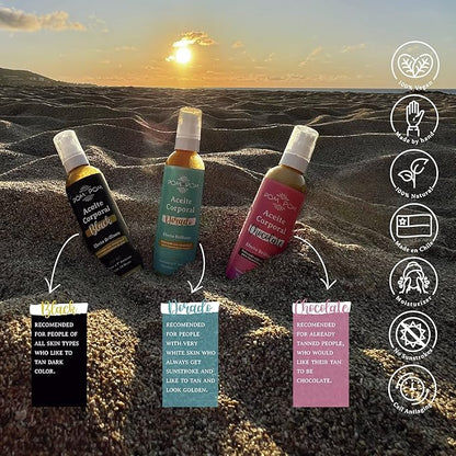 Tanning Oil Pompom - CHOCO - 100% natural with vitamin E, Eco Friendly - 4 oz