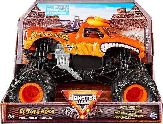 Monster Jam, Official El Toro Loco Monster Truck, Collector Die-Cast Vehicle, 1:24 Scale, Kids Toys for Boys Ages 3 and up