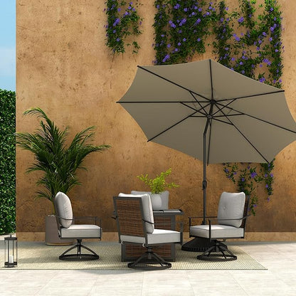 Abba Patio 9FT Lyon Outdoor Patio Umbrella Outdoor Table Umbrella with Push Button Tilt and Crank Market Umbrella 8 Sturdy Ribs UV Protection Waterproof for Garden Deck Backyard Pool Beige
