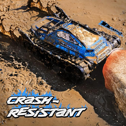 Ruko 1604 Amphibious Remote Control Car, Waterproof Shark Monster Truck, 360° Rotating Tank, Full Throttle, All Terrain Vehicle Toys for Age 3 4 5 6 7 8 Year Old Boys Girls Birthday Gifts, Blue