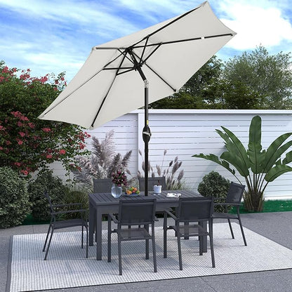 SUNVIVI OUTDOOR 7.5' Outdoor Patio Umbrella, Patio Umbrella, Market Umbrella, Metal Pole Umbrella with Push Button Tilt and Crank, 6 Ribs, Polyester Canopy