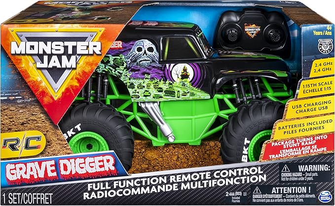 Monster Jam, Official Grave Digger Remote Control Truck 1:15 Scale, 2.4GHz
