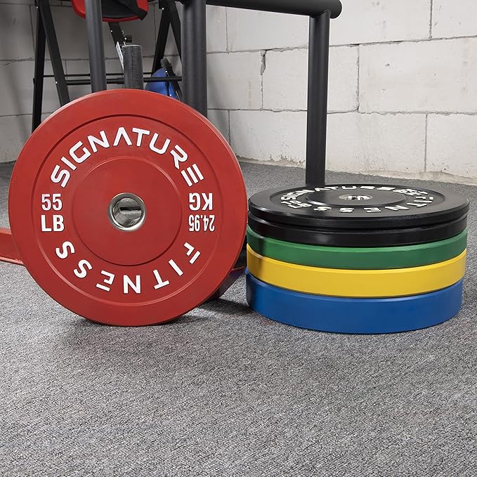 Signature Fitness 2" Olympic Bumper Plate Weight Plates 25LB Single,