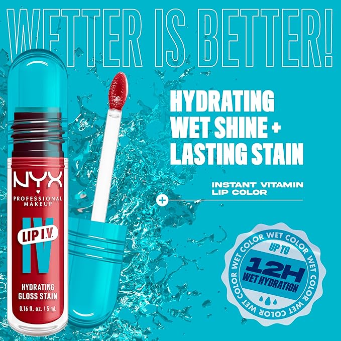 NYX PROFESSIONAL MAKEUP Lip IV Hydrating Glossy Lip Stain with 12HR Hydration - Blush Rush (Pink)